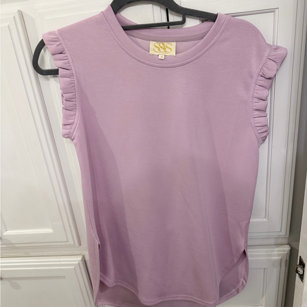 Lilac Ruffle Sleeve Tee